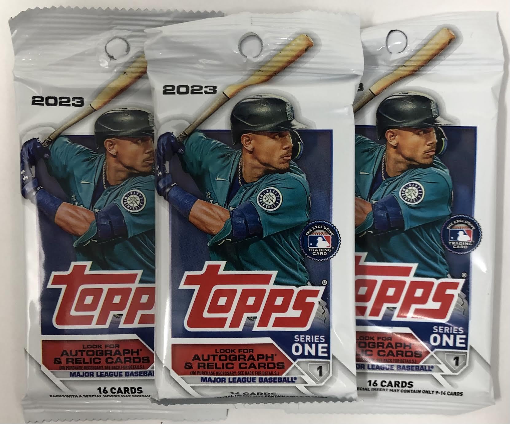 Topps 2023 Series 1 Baseball Mlb Set Of 3 Packs - 16 Cards Per Pack - 48 Trading Cards Total