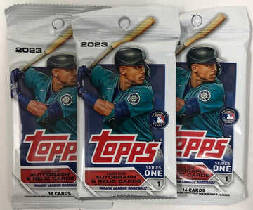 Topps 2023 Series 1 Baseball Mlb Set Of 3 Packs - 16 Cards Per Pack - 48 Trading Cards Total