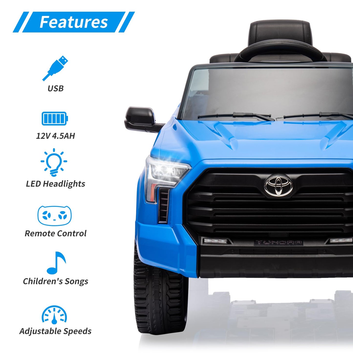 12V Ride on Car for Kids, Licensed Toyota Ride on Truck, Battery Powered Electric Car with Music, LED Lights, Suspension System,