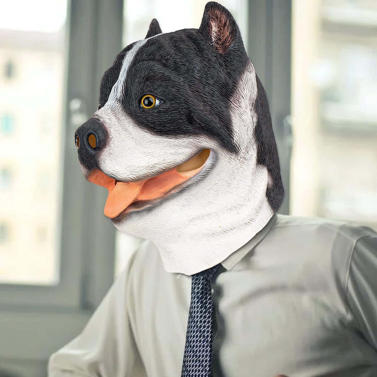 PartyHop Pitbull Dog Mask Animal Latex Full Head Mask Fancy Dress for Halloween Costume Party