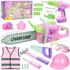 WishaLife Kids Tool Set for Girls - Toddler Tool Set with Toy Chainsaw, Drill, Pretend Play Construction Tools Toy Gift for Kids