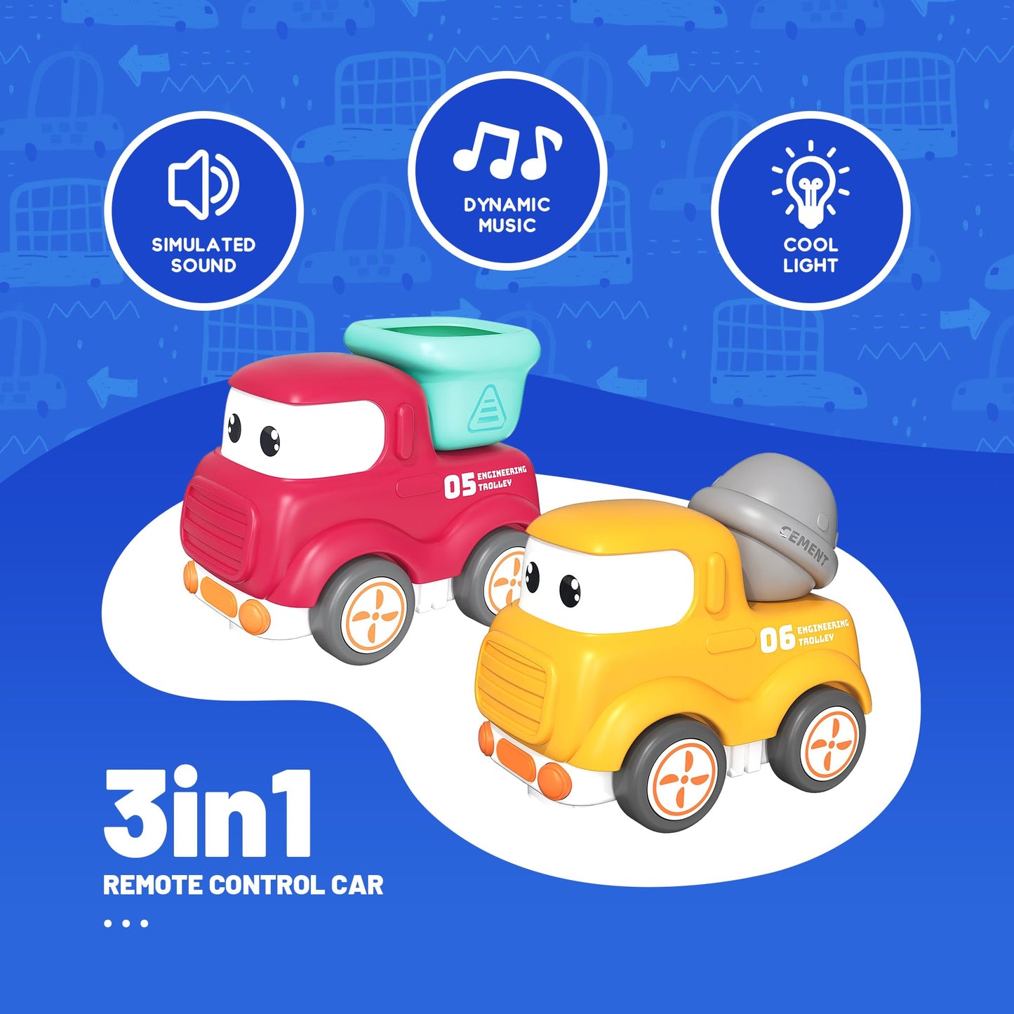 Remote Control Car For Toddlers 18M+,Safe & Durable Cartoon Silicone Crash-Resistant Rc Car,Toys For 18M+ Years Old Yellow Cars