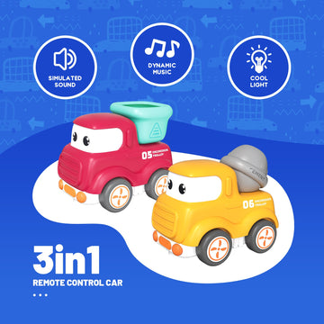 Remote Control Car For Toddlers 18M+,Safe & Durable Cartoon Silicone Crash-Resistant Rc Car,Toys For 18M+ Years Old Yellow Cars