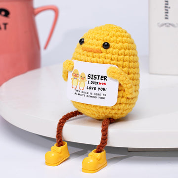 Artlunar Gifts For Sister Funny Long Legged Positive Duck Emotional Support Crochet Gifts With Sister I Love You Inspirational C