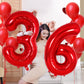 Red Number 6 Balloon 40 Inch, Big Large Foil Helium Number Balloons, Jumbo Giant Mylar Number 6 Balloons For 6 Year Old Birthday