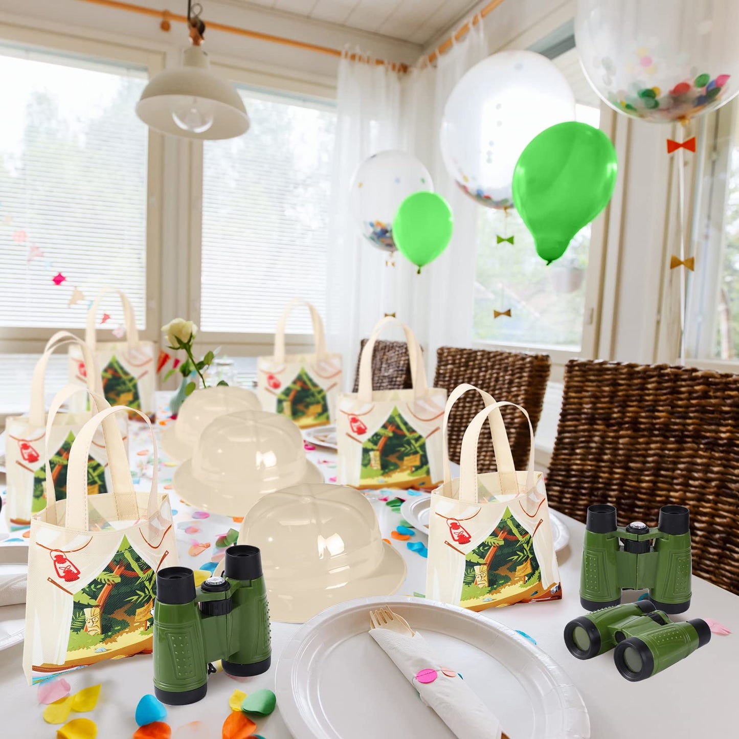 Haysandy 48 Pcs Kids Explorer Costume Set Include Plastic Explorer Safari Hats Jungle Party Vest Safari Tote Bag Adventure Binoculars For Kids Activities Jungle Zoo Birthday Party Supplies Favors