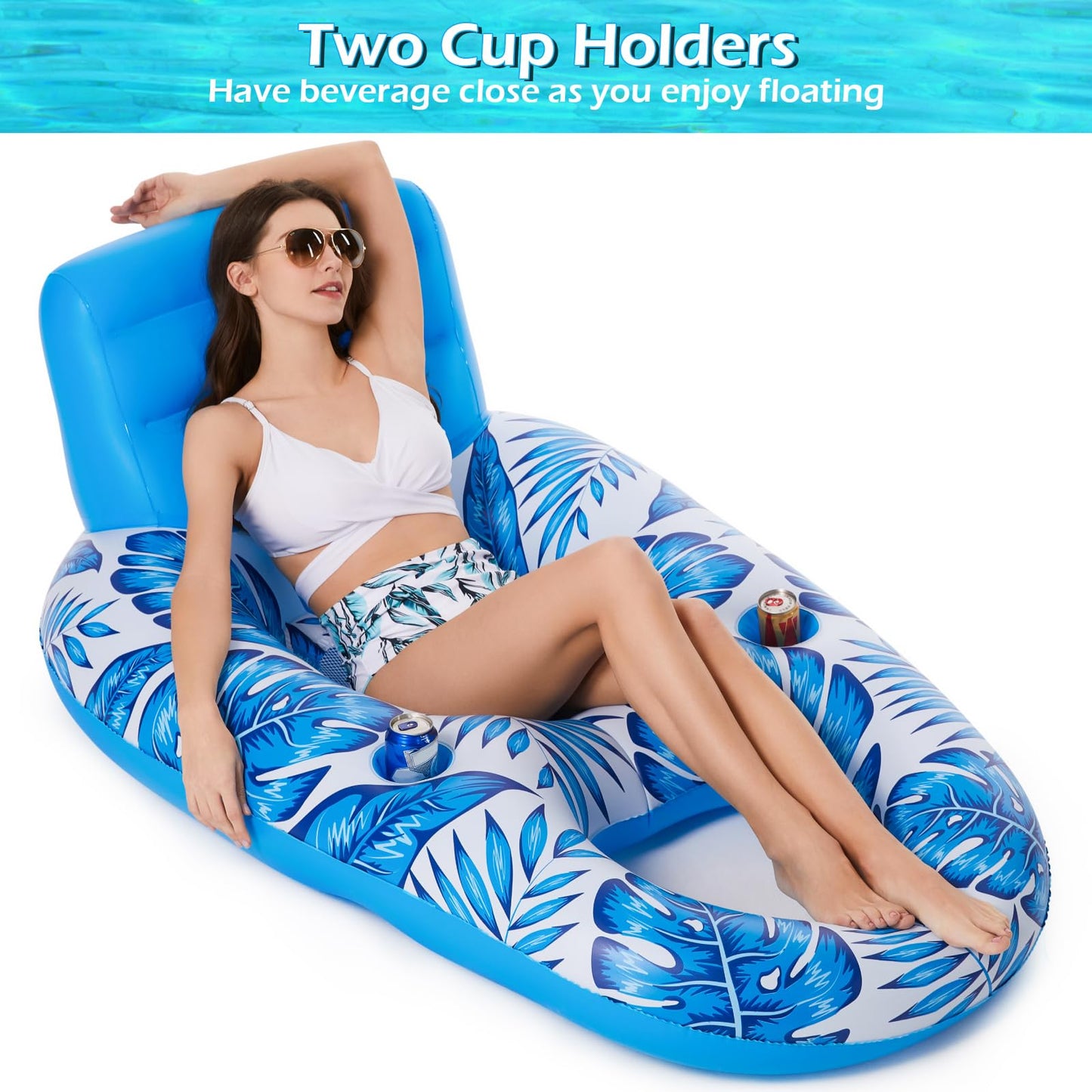 Jasonwell Inflatable Pool Float mature-themed - Pool Floaties Lounger Floats Raft Floating Chair Water Floaties for Swimming Pool Lake Lounge Float with Cup Holders Beach Pool Party Toys for mature-themeds