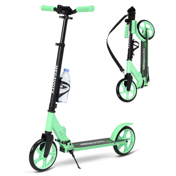 Megavotx Foldable Kids Scooter with 8 inch Sturdy Wheels - Scooters for Kids  Teens  mature-themeds Ages 6+  Adjustable Handlebar  Gift for Boys&Girls  220lbs Max Load Capacity  Bearing ABEC7 - (Green)