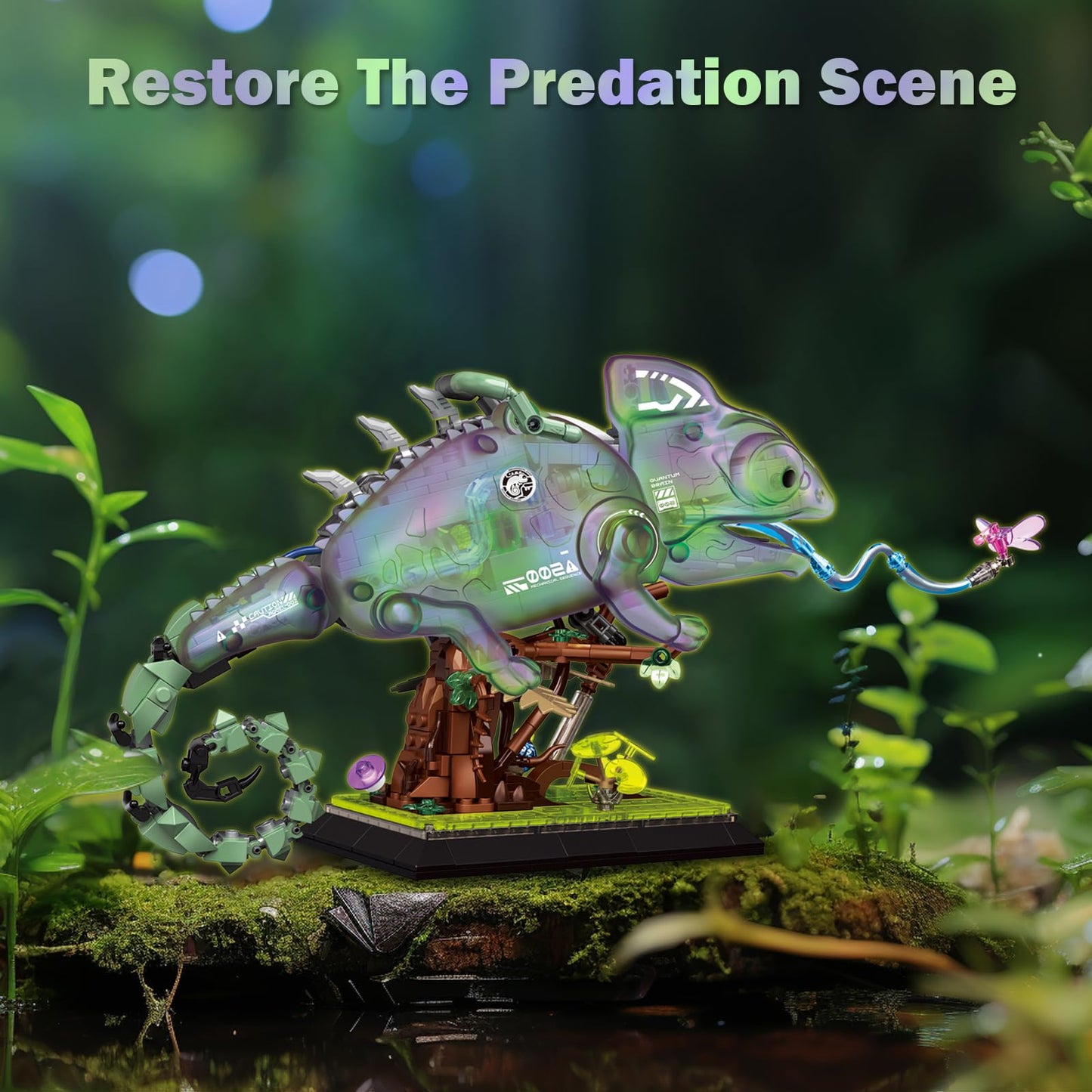 JMBricklayer mature-themed Building Sets Mechanical Chameleon 70124  Cool Rainforest Animals Collectible Display Model with Base  Creative Design Building Toys Gifts for mature-themeds Men Boys Girls 14+