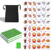 Gracias 2 Players Mahjong Block Set, Mahjong Tile Game With 49 Premium Green Tiles(30Mm) Animal And Food Pattern, Portable Mahjo
