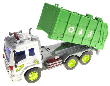 PowerTRC Friction Powered Garbage Truck Toy with Lights and Sounds