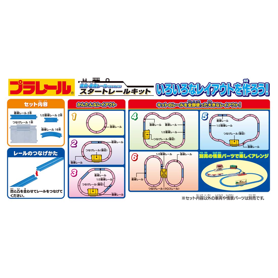 Takara Tomy PLARAIL Start with Plarail Straight and Curved Rails, Started Rail Kit, Trains, Toys, 3 Years Old and Up, Toy Safety