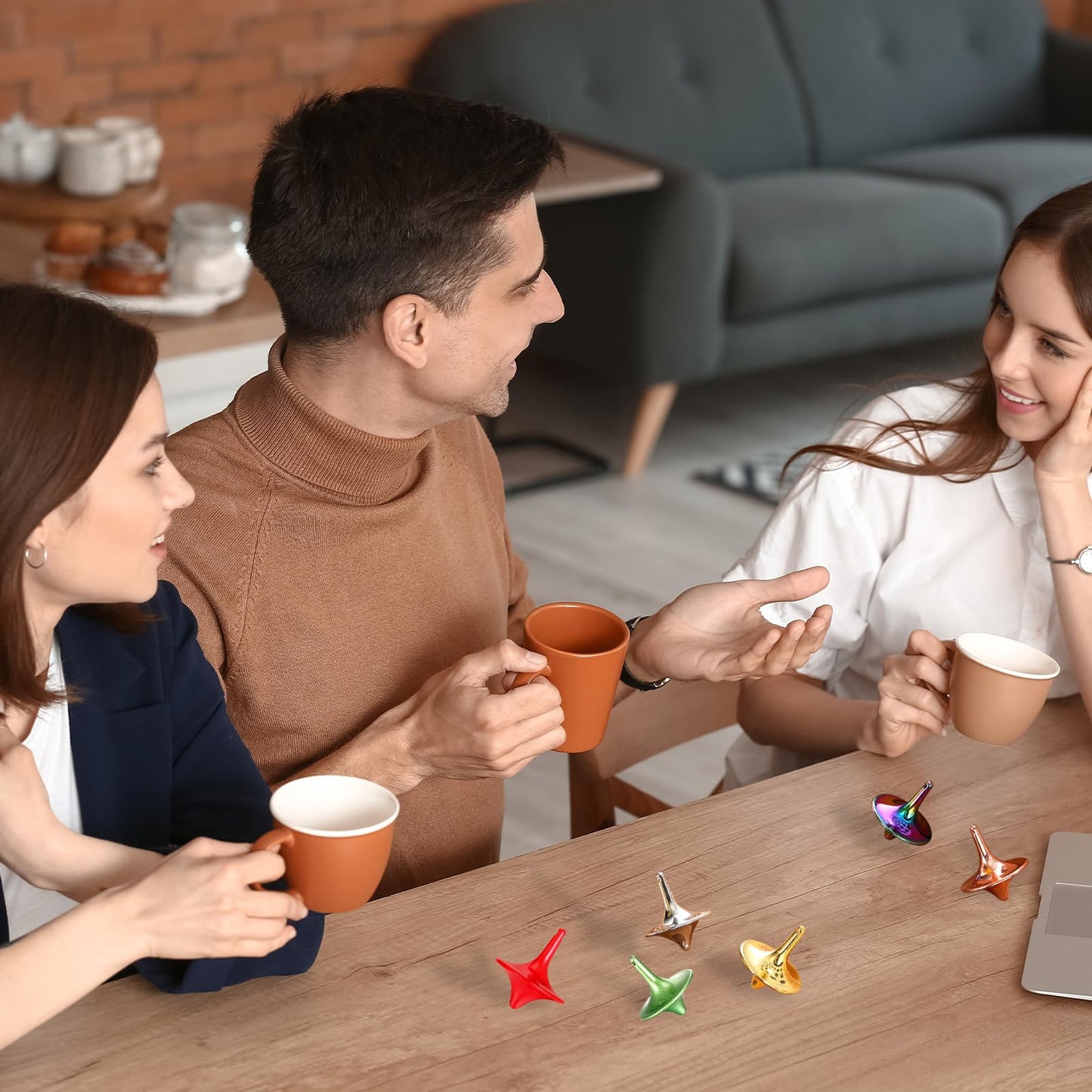 Lenwen 6 Pieces Metal Accurate Top Long Time Little Toy Balance Metal Zinc Alloy Tops for Teens mature-themeds Kill Time Stress Anxiety Gift  1.38 x 1.18'' (Stylish Color)