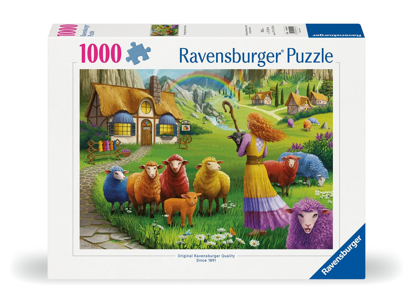 Ravensburger 1000 Piece Jigsaw Puzzle - The Happy Sheep Yarn Shop, Cardboard, Multi, Model 12000414, Made in Germany