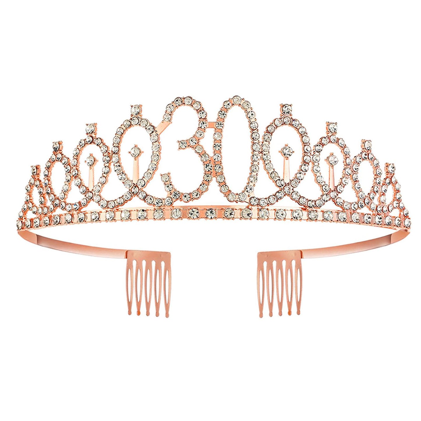 30Th Birthday Tiaras And Crowns For Women Girls, Birthday Decorations Rose Gold Sash Crystal Tiara Party Supplies