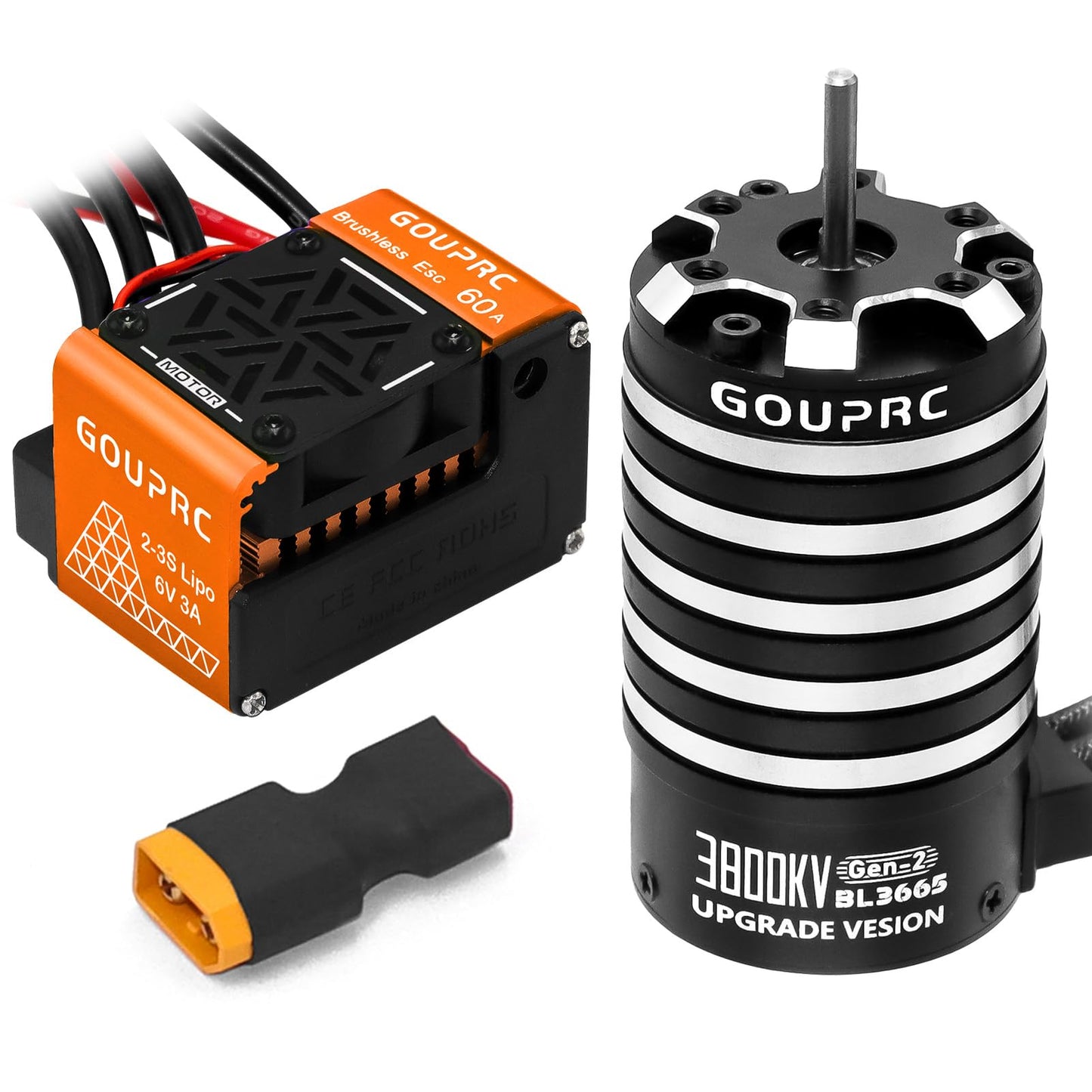 Gouprc Bl3655 3800Kv Brushless Motor Shaft 3.175Mm Diameter With Upgrade Gen-2 60A Brushless Esc Electric Speed Controller Combo