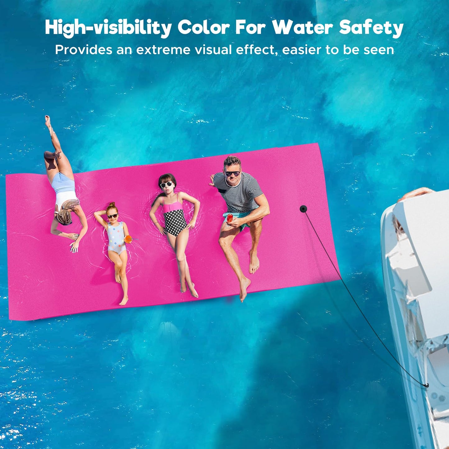 Warmounts Floating Water Mat, 13' X 5' Lily Pad Floating Mat, 3-Layer Tear-Resistant Xpe Foam Water Mat With 2 16.4'' Bungee Tet