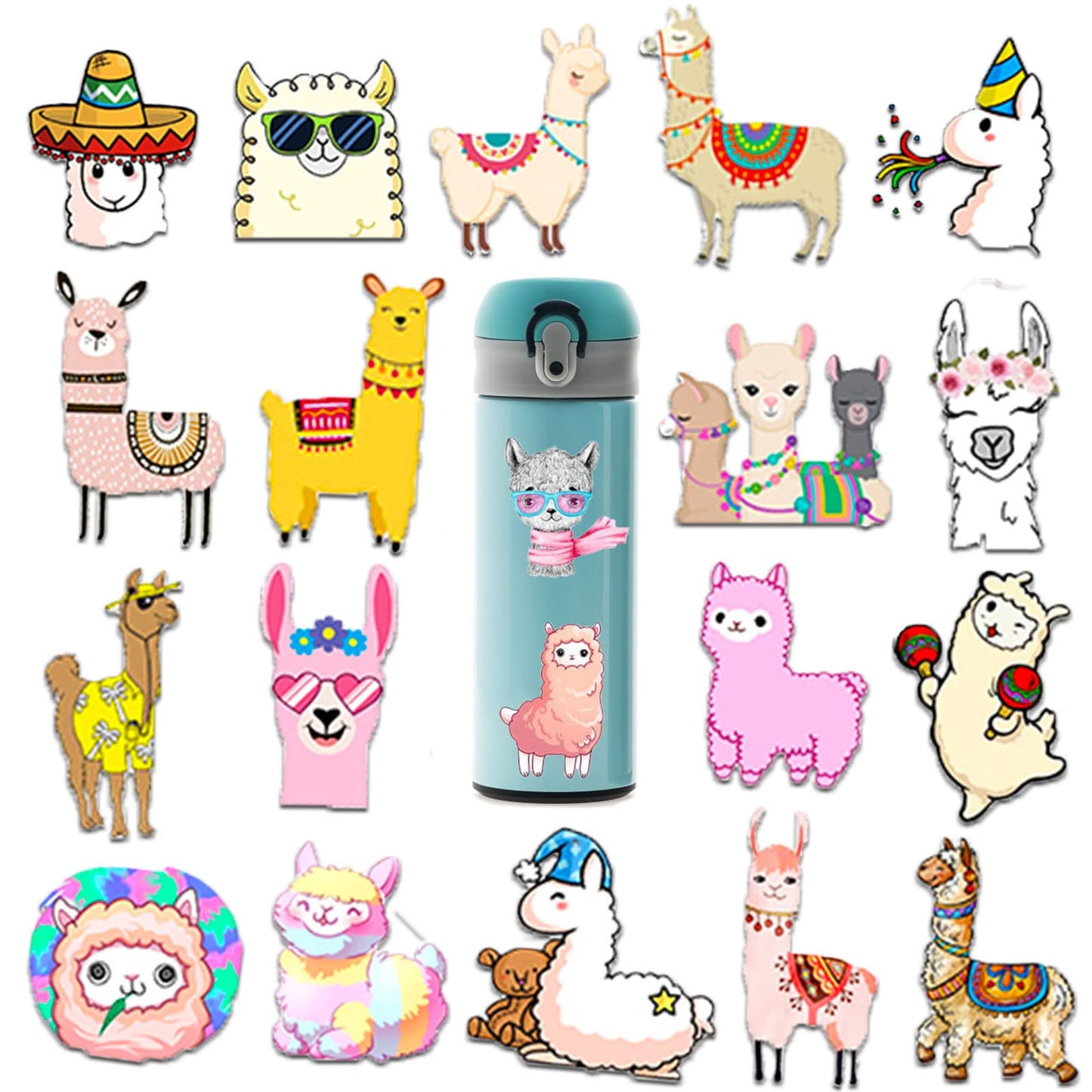 Roranic Aesthetic Vinyl Llama Stickers For Teens Girls,50Pcs Matte Reusable Waterproof Alpaca Cute Stickers For Skateboard,Guita