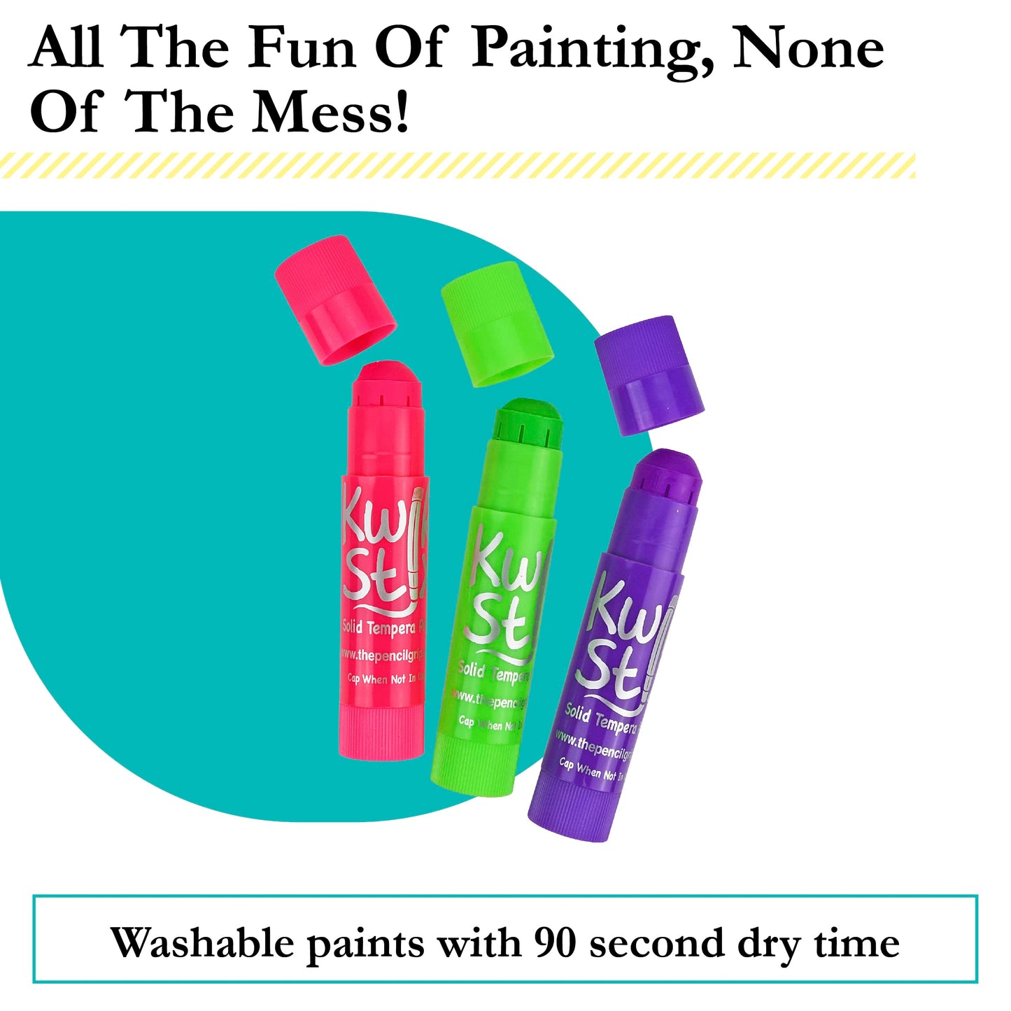 The Pencil Grip Kwik Stix NEON Solid Tempera Paint, Super Quick Drying, 6 Pack (TPG-610),Pink,Yellow,Blue,Green,Purple,Orange