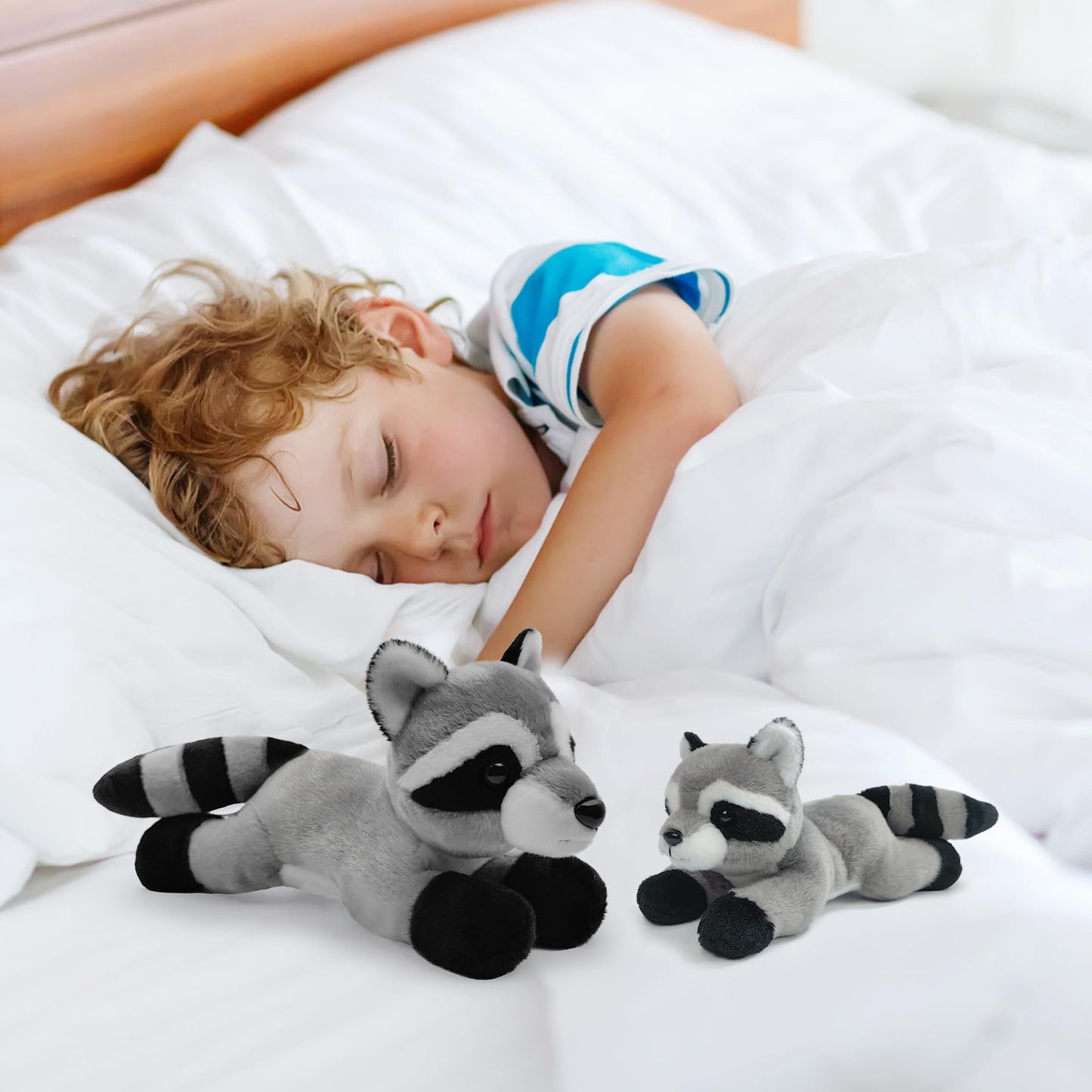 Hideekoog Stuffed Animal for Kids 8 inch Realistic Animal Plush Toy Lying Down Posture Animals Plush for Boys Girls mature-themed Birthday Hug Teaching(S-Raccoon)