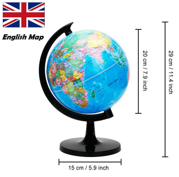 Exerz 8' World Globe - Political Map Educational Globe - Self Assembled School Globe - Spinning Globe