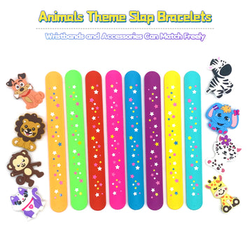 PAITUEND Farm Animals Slap Bracelets Party Favors for Kids(6pack)-Wild One Goodie Bag Stuffers for Boys&Girls Animals Theme Part