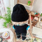 Niannyyhouse 20Cm Plush Doll Clothes Hat Kitten Sweater Flanging Jeans Kpop Doll Clothing (Black+Blue)