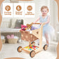 Asweets Wooden Baby Walker & Doll Stroller, Medium, Brown, Model ACBW-3, Push & Pull Learning Toy for Boys & Girls