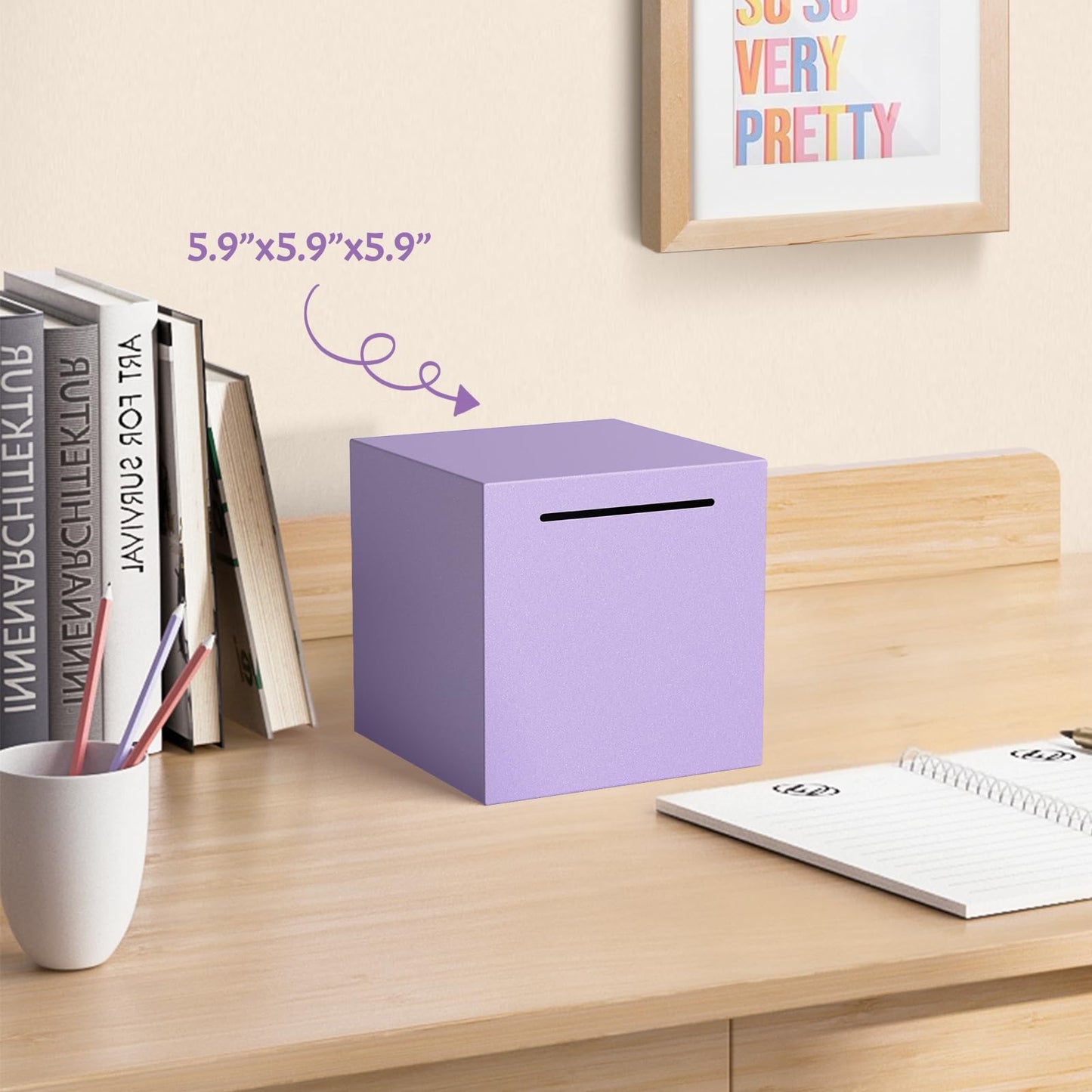 Piggy Bank For Adults Must Break To Open, Unbreakable Adults Piggy Bank Made Of Stainless Steel, Metal Saving Bank (Purple, 5.9-