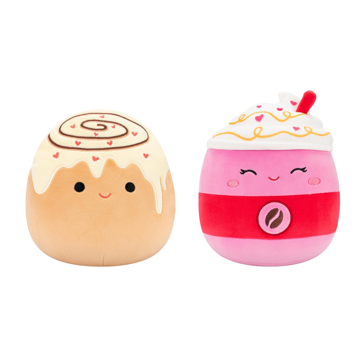 Squishmallows Original 8in Plush 2-Pack - Anita the Cinnamon Roll & Beata the Pink Latte, Polyester, Valentine's Edition
