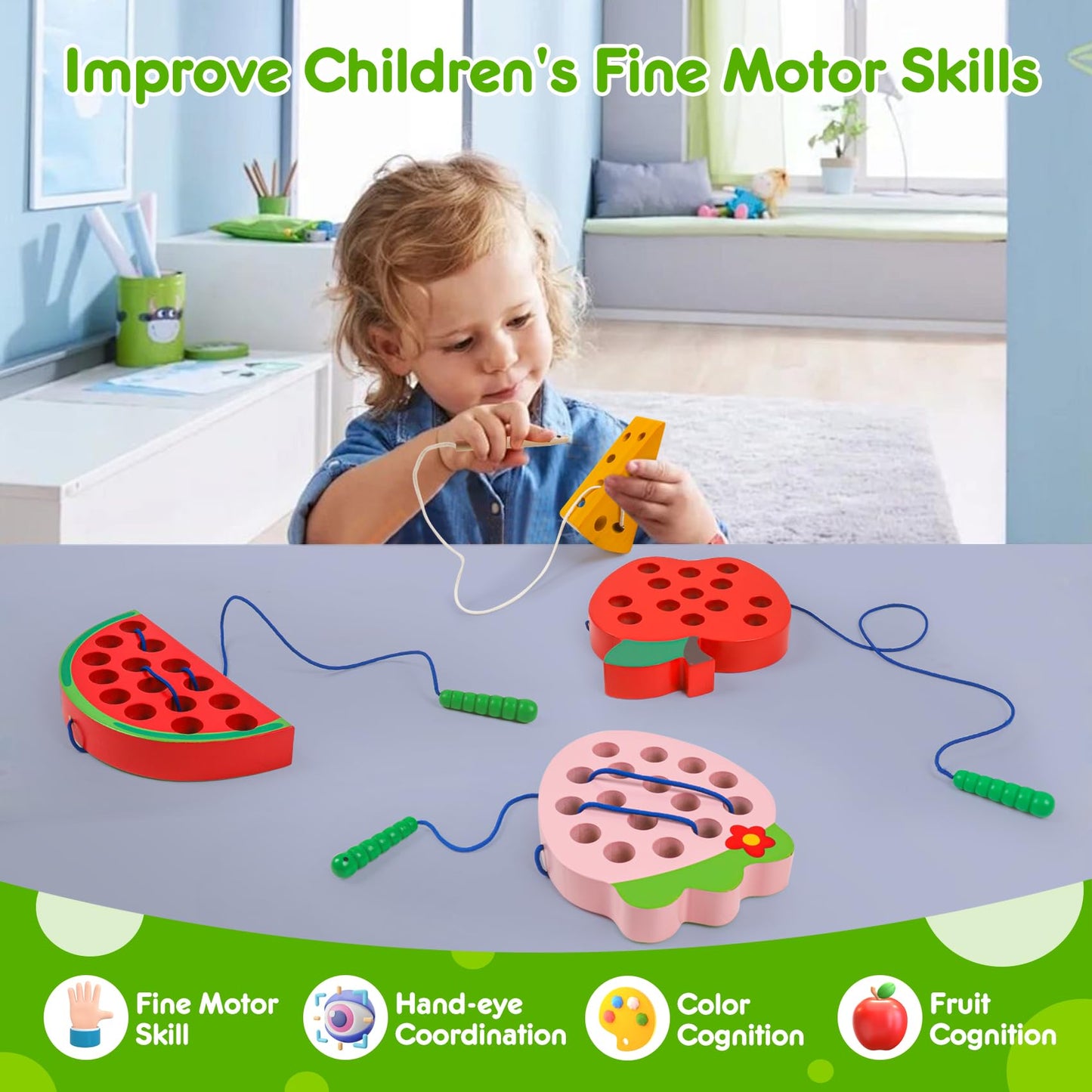 Naodongli Wooden Toys Lacing Toys For Toddlers 3-5,Plane Activities Car Travel Toys Montessori Educational Learning Threading Toys For Fine Motor Skills Birthday Easter Gift For Boys Girls(4 Pcs)