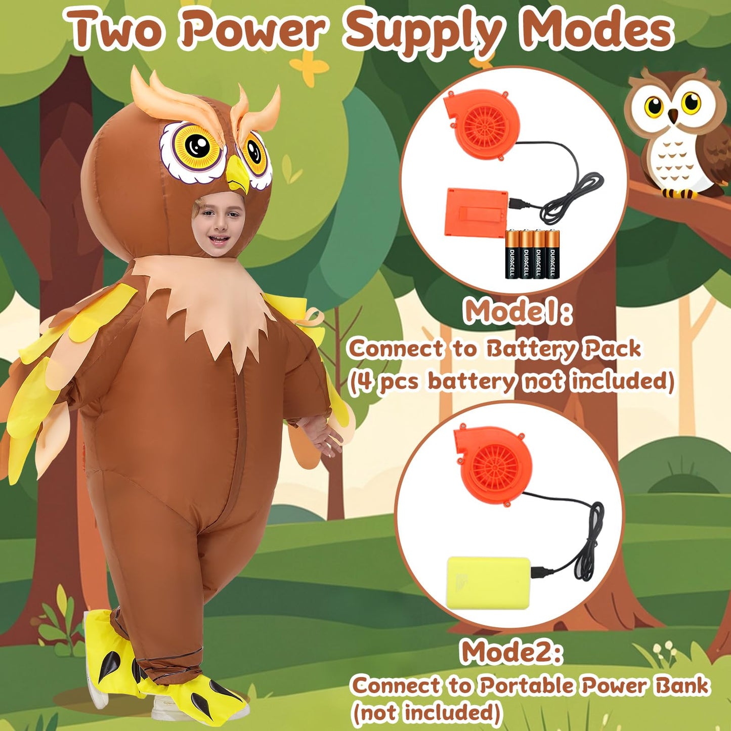 Searhmomo Inflatable Owl Costume for Kids  Funny Owl Halloween Costume Animal Blow Up Costumes for Boys Girls Themed Pary Cosplay