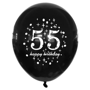 Shuntai 55Th Birthday Decorations For Men Women Black And Gold 55Th Birthday Balloons Latex Confetti Balloon 55 Years Old Annive