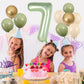 40 Inch Sage Green Number 7 Balloon, Olive Green 7Th Birthday Balloons, Retro Sand White Avocado Green Gold Latex Balloons Giant