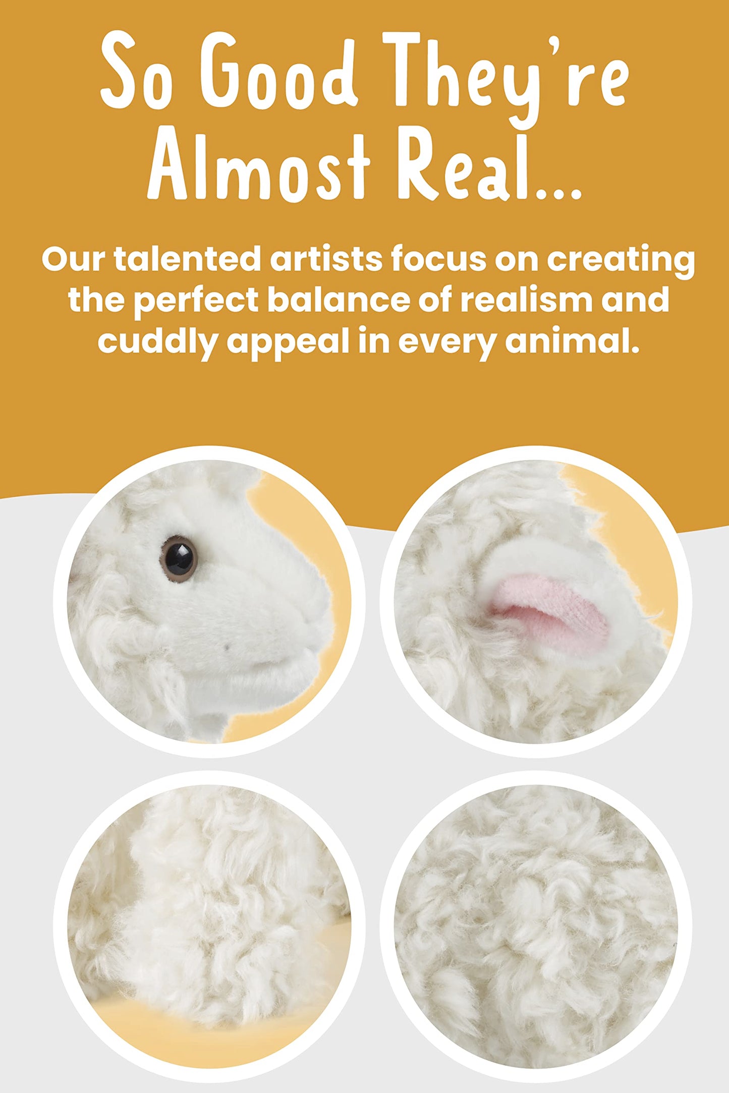 Living Nature Lamb Stuffed Animal | 12" Plush Soft Toy | White Fluffy Farm Animal | Model AN340