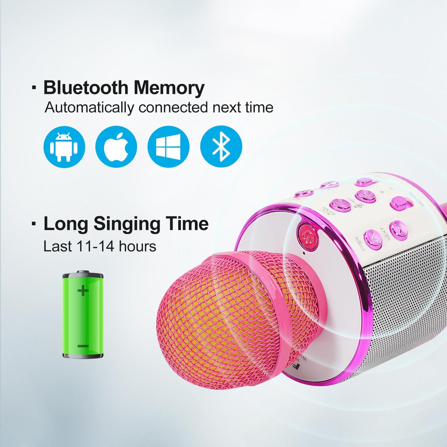 FINYIORE Microphone for Kids Karaoke Micorphones mature-themed Wireless Bluetooth Karaoke Machine Birthday Gift for Girls Boys Kids Toys for Teens All Ages 3 4 5 6 7 8 9 10 11 12 Year Old
