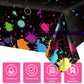 Glow Party Table Covers Neon Party Tablecloths 108 X 54 Inch Glow Party Tablecloths Disposable Plastic Neon Glow Table Cloth For Neon Birthday Party Black Light Party Supplies (10 Pieces)