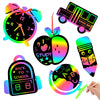 Julmelon Christmas Scratch Art, 36 Pcs Christmas Crafts Kits For Kids Rainbow Magic Scratch Paper Cards Xmas Hanging Ornaments D