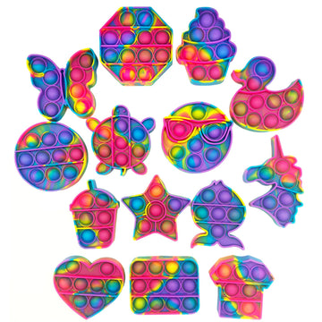 14 Pack Pop Fidget Sensory Toys Party Favors For Kids 4-8 8-12 Year Boys Girls Mini Fidget Toy Bulk Bubbles Popper For Valentine