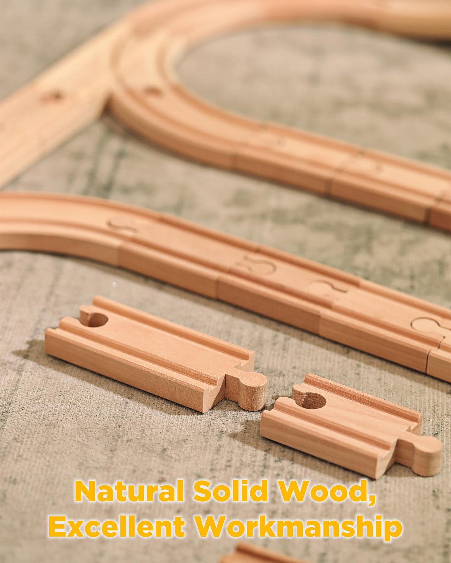 Sainsmart Jr. Wooden Train Track 24Pcs, Track Expansion Compatible With All Major Brands Toddler Railway Toy Train Set Boys Trai