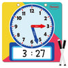Magnetic Writable Dry Erase Learning Clock | Clock For Kids Learning To Tell Time | Large 12' Demonstration Teaching Time Practice Clock With Dry Erase Writing Surface | Pen Included | (Rainbow)