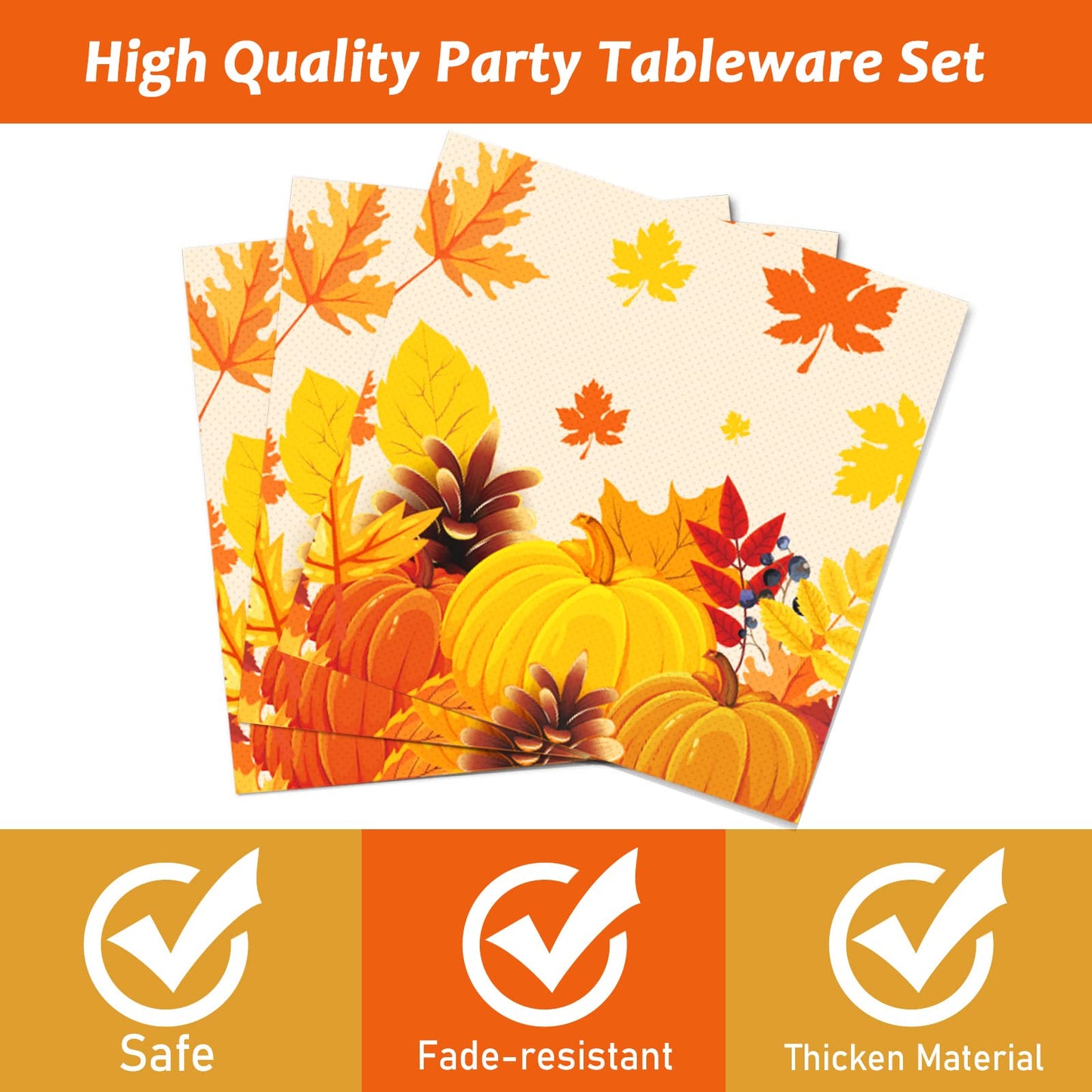 Gisgfim 96 Pcs Fall Thanksgiving Party Plates And Napkins Party Supplies Autumn Leaves Party Tableware Set Pumpkin Maple Party D
