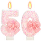 ElekFX 50th Birthday Candles for Cake, Pink Bow Number Cake Candles, 2.76 inch Number Happy Birthday Candle, Cake Topper Decorat