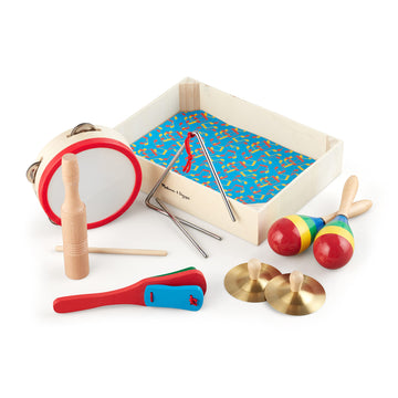 Melissa & Doug Band-In-A-Box Clap! Clang! Tap! - 10-Piece Musical Instrument Set - Kids Musical Instruments, Wooden Percussion Instruments For Toddlers And Kids Ages 3+