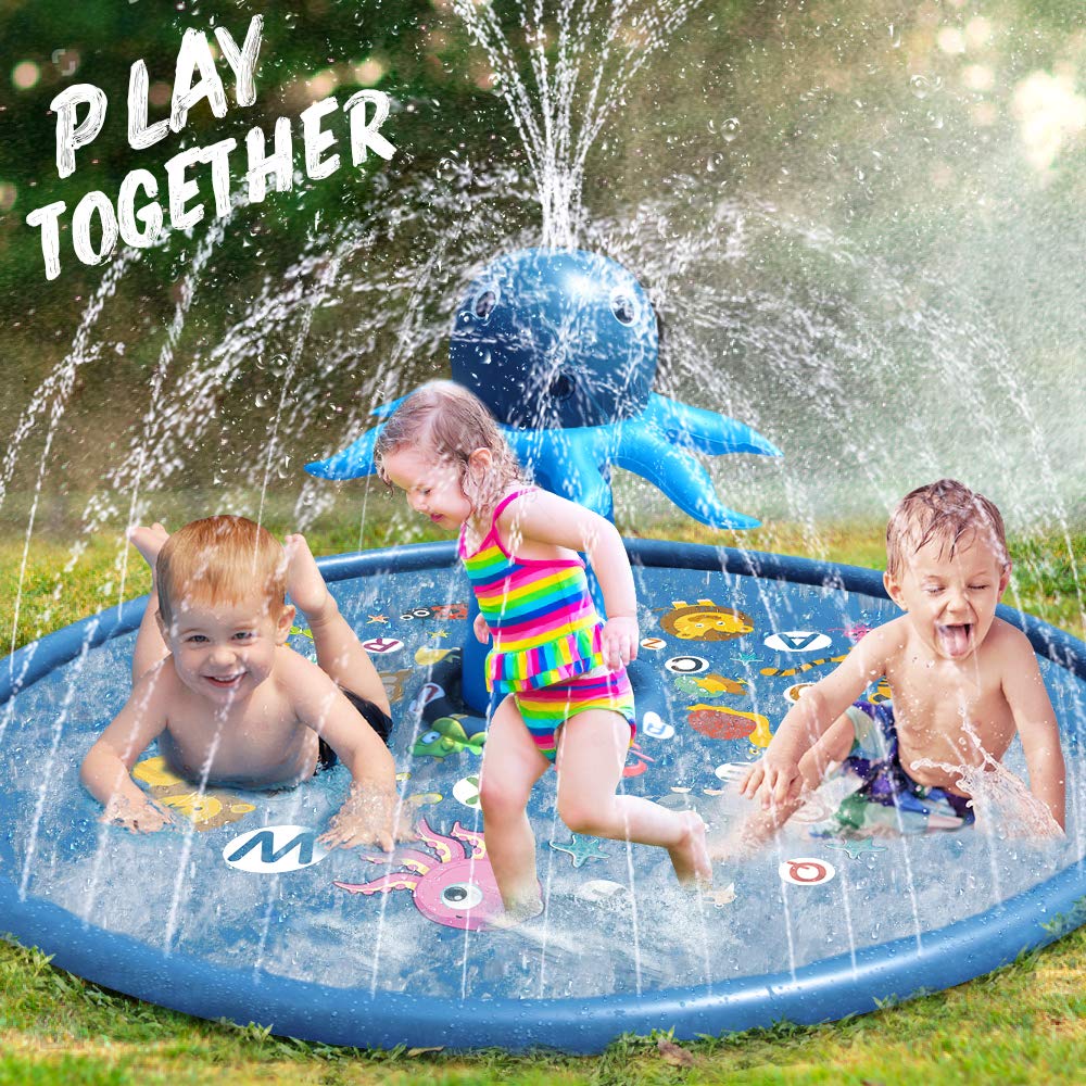 Blasland Splash Pad For Kids, Octopus Sprinkler For Toddlers, 67'' Inflatable Summer Water Toys, Wading Kiddie Pool, Baby Pool,