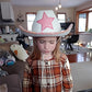 Rhode Island Novelty White Felt Cowgirl Hat with Pink Star, One per Order