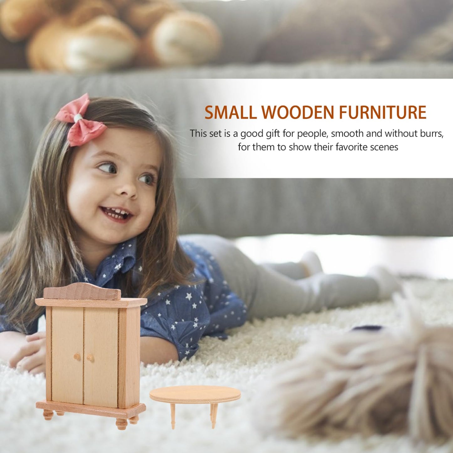 Joinpaya 1 Set Miniature Dollhouse Wooden Bedroom: Diy Mini Furniture Room Pretend Play Bed Wardrobe Kit Accessories3.69X1.38X1.