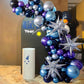 Outer Space Balloons, 12 Inches Galaxy Blue Purple Balloons With Metallic Black Silver Balloons, Outer Space Party Decorations F