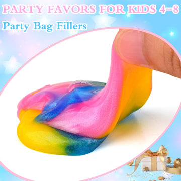 102 Pack Bulk Galaxy Slime Kit, Party Favors For Kids Slime Cup Bulk Diy Stress Relief Putty Toy Stretchy & Non-Sticky Christmas