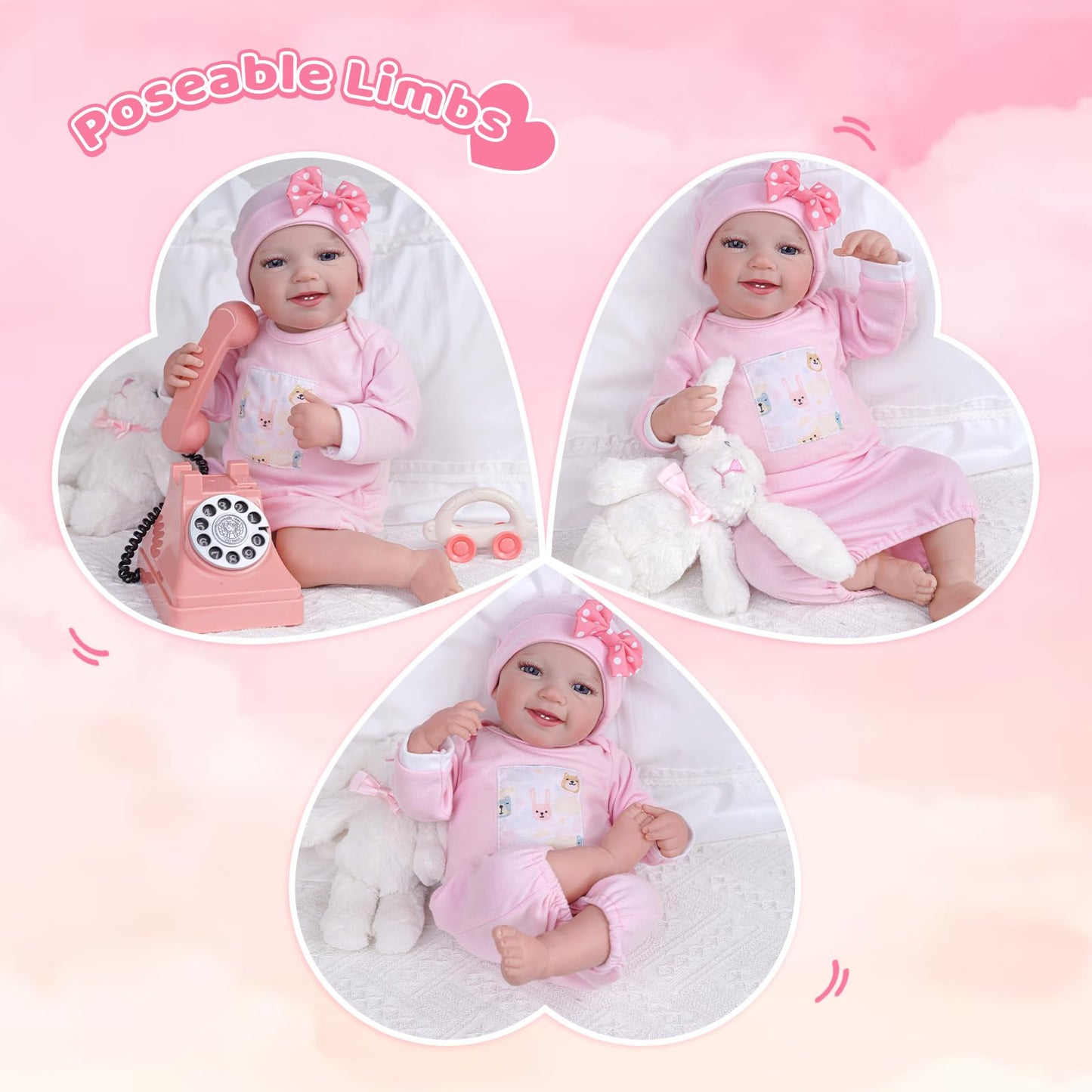 Babeside Lifelike Reborn Baby Dolls With Heartbeat And Coos Leen, 20-Inch Soft Baby Feeling Realistic-Newborn Baby Dolls Interactive Real Life Baby Dolls Girl For Kids Age 3+